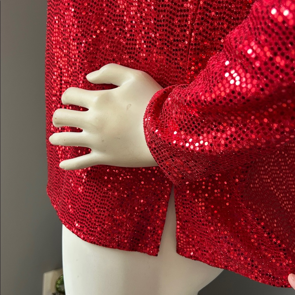 NWT Anne Klein Red Sequin Jacket - Picture 8 of 16